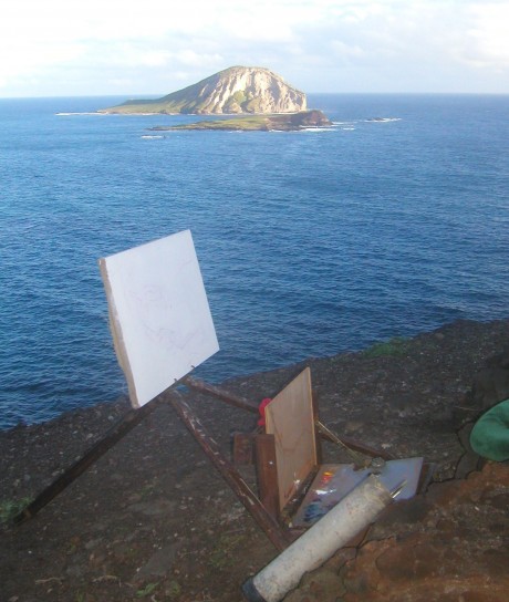 8 AM easel setup, Makapu'u